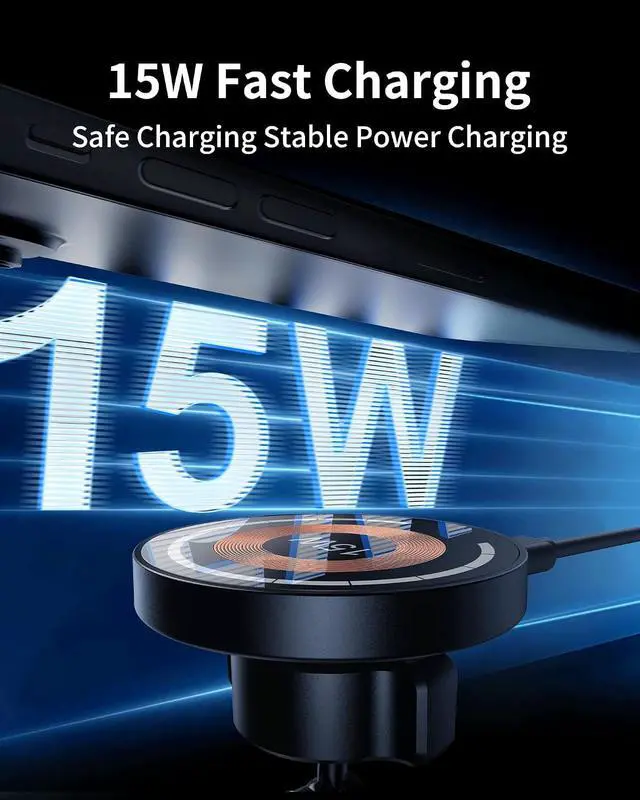 Alt view image 7 of 7 - Magnetic Wireless Car Mount Charger, 15W Fast Charging for MagSafe Car Mount,Magnetic Car Phone Holder Mount, Car Cell Phone Holder Fit iPhone 17 16 15 14 13 12 All Smartphones