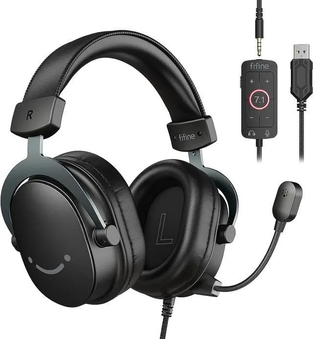 Main image of H9 Wired Gaming Headset with Microphone, 3.5mm and USB Connectivity | 50mm Drivers, 7.1 Surround Sound, Lightweight, Soft Ear Cusion, Detachable Boom Mic, USB Control Box, for PC, Xbox, PS4/5
