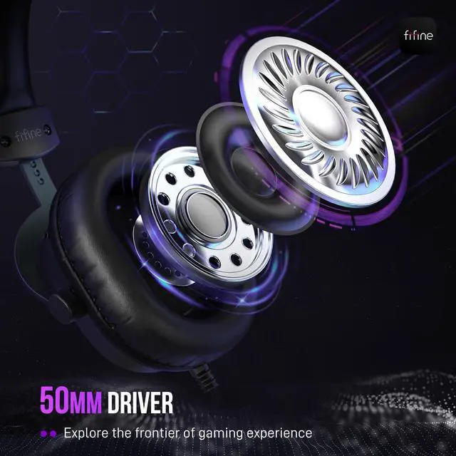 Alt view image 3 of 7 - H9 Wired Gaming Headset with Microphone, 3.5mm and USB Connectivity | 50mm Drivers, 7.1 Surround Sound, Lightweight, Soft Ear Cusion, Detachable Boom Mic, USB Control Box, for PC, Xbox, PS4/5