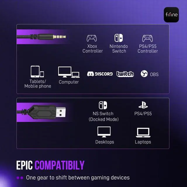 Alt view image 2 of 7 - H9 Wired Gaming Headset with Microphone, 3.5mm and USB Connectivity | 50mm Drivers, 7.1 Surround Sound, Lightweight, Soft Ear Cusion, Detachable Boom Mic, USB Control Box, for PC, Xbox, PS4/5