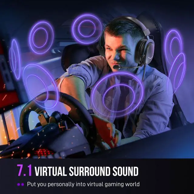 Alt view image 4 of 7 - H9 Wired Gaming Headset with Microphone, 3.5mm and USB Connectivity | 50mm Drivers, 7.1 Surround Sound, Lightweight, Soft Ear Cusion, Detachable Boom Mic, USB Control Box, for PC, Xbox, PS4/5