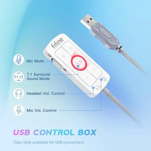 Alt view image 4 of 7 - H9 Wired Gaming Headset with Microphone, 3.5mm and USB Connectivity | 50mm Drivers, 7.1 Surround Sound, Lightweight, Soft Ear Cusion, Detachable Boom Mic, USB Control Box, for PC, Xbox, PS4/5 white