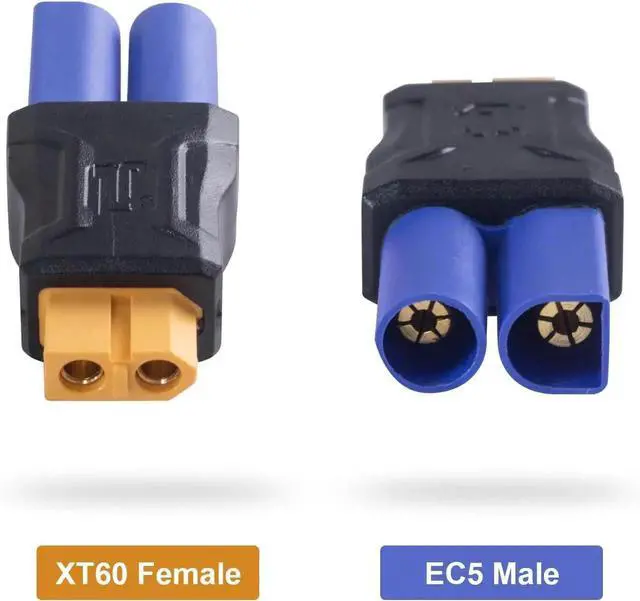 Alt view image 3 of 5 - DIXSG EC5 Male to XT60 Female Connector Adapter 2Pack, EC5 to XT60 Adapter Extender RC Connector Adapter, XT60-EC5 No Wires Connectors RC Battery Adapter for Battery Micro Drone