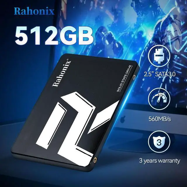 Alt view image 2 of 7 - Rahonix SSD 512GB 2.5'' SATA3 Solid State Disk up to 560MB/s for desktop notebook