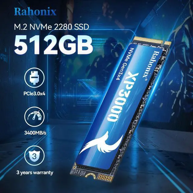 Alt view image 2 of 7 - Rahonix SSD 512GB M.2 NVMe 2280 Solid State Drive PCIe3.0x4, read speed up to 3500MB/s
