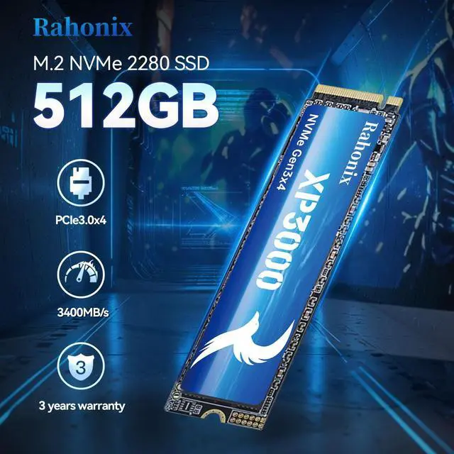 Alt view image 2 of 7 - Rahonix SSD 512GB M.2 NVMe 2280 Solid State Drive PCIe3.0x4, read speed up to 3500MB/s