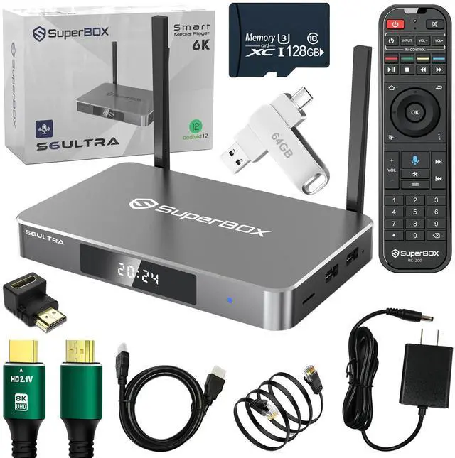 Alt view image 13 of 18 - (Latest) 2025 S6 ULTRA Smart TV Box Android 12, 4GB RAM, 128GB Storage, 6K HD, Built-in Voice Control, Android Box, Versatile Streaming Media Player, Free Channels with Zero Subscription Fees