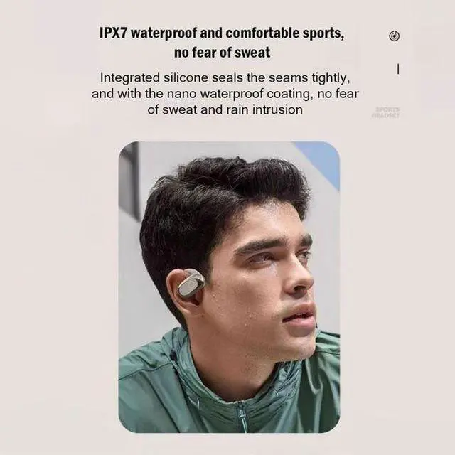 Alt view image 5 of 7 - Open Ear Earbuds, Bluetooth 5.4 Wireless Earbuds, HD Stereo Bass over Ear Earphones with Earhooks,  LED Digital Display, IP7 Waterproof for Fitness, Cycling, Running