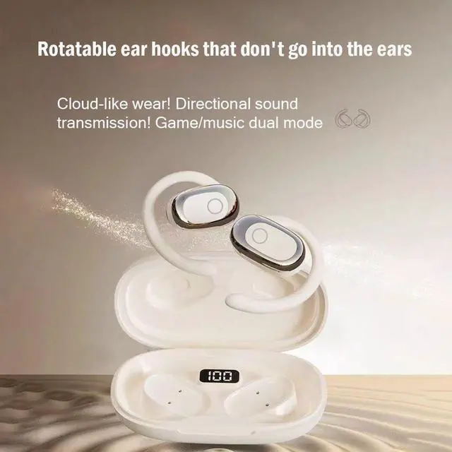Alt view image 7 of 7 - Open Ear Earbuds, Bluetooth 5.4 Wireless Earbuds, HD Stereo Bass over Ear Earphones with Earhooks,  LED Digital Display, IP7 Waterproof for Fitness, Cycling, Running