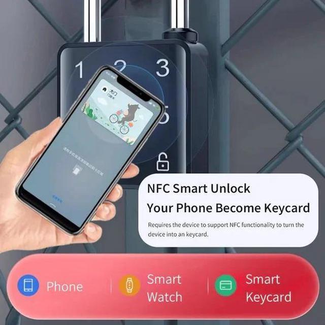 Alt view image 2 of 6 - BDI TECHNOLOGY Smart Padlock with Bluetooth App Control Keycard Pin Code Fingerprint