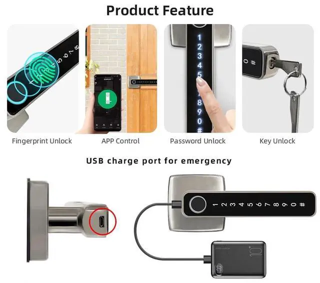 Alt view image 3 of 7 - BDI TECHNOLOGY Semi-automatic wooden door combination lock and a wireless gateway