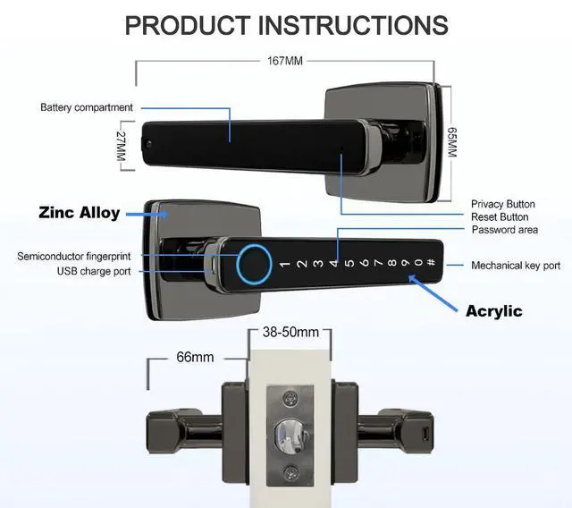 Alt view image 4 of 7 - BDI TECHNOLOGY Semi-automatic wooden door combination lock and a wireless gateway