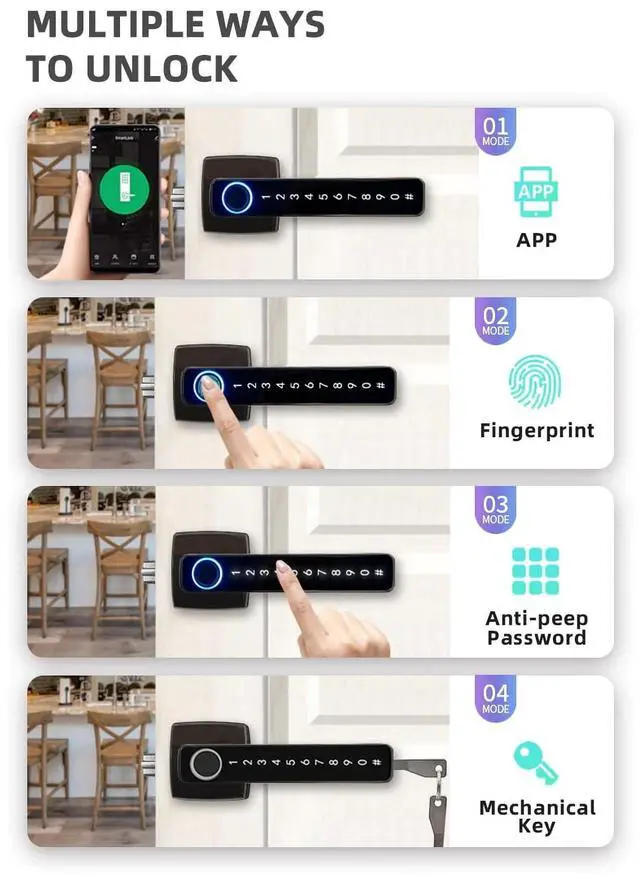 Alt view image 7 of 7 - BDI TECHNOLOGY Semi-automatic wooden door combination lock and a wireless gateway