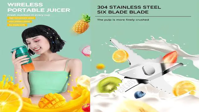 Alt view image 4 of 5 - BDI Portable Juice Blender Cup with 6 Blades Ice Crusher & USB Rechargeable pink