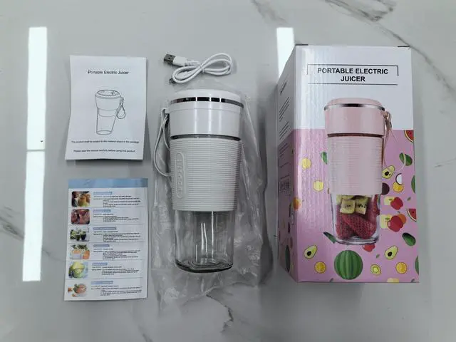 Alt view image 5 of 5 - BDI Portable Juice Blender Cup with 6 Blades Ice Crusher & USB Rechargeable pink