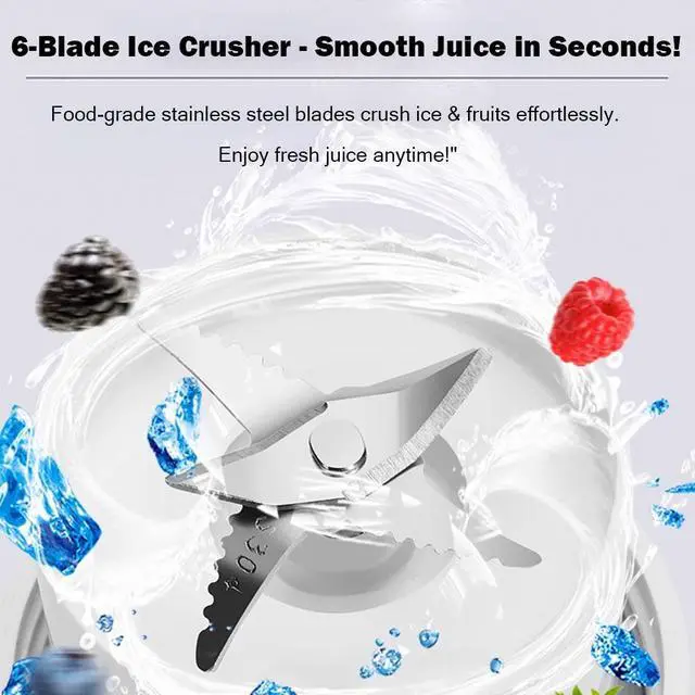 Alt view image 2 of 6 - Portable Blender Personal Size, 6-Blade Ice Crusher for Smoothies Shakes, USB Rechargeable Travel & Sports Bottle,  BDI TECHNOLOGY (White)