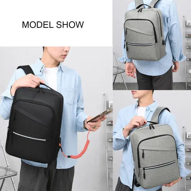 Alt view image 7 of 7 - 15.6 Inch Shockproof Backpack with USB Charging Water Resistant and Multi Purpose(BLACK)