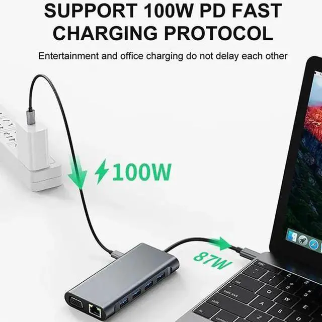 Alt view image 7 of 7 - 11-in-1 USB-C Multi-Function Laptop Docking Station (Suitable for Mobile Phones and Other Electronic Products)-2pack