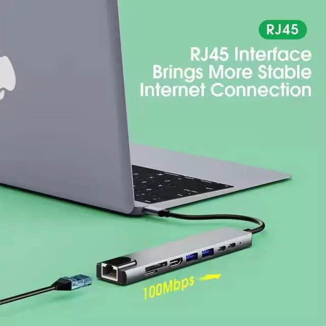 Alt view image 6 of 6 - 8 IN 1 USB Type C Docking Station (Supports 4K Video, PD Fast Charging, Suitable for Macbook and Other Devices)-2pack