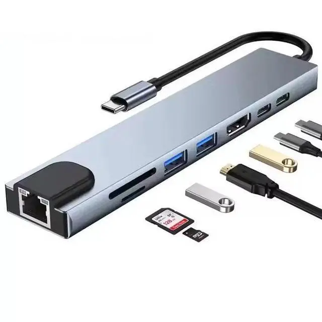 Alt view image 2 of 6 - 8 IN 1 USB Type C Docking Station (Supports 4K Video, PD Fast Charging, Suitable for Macbook and Other Devices)-2pack
