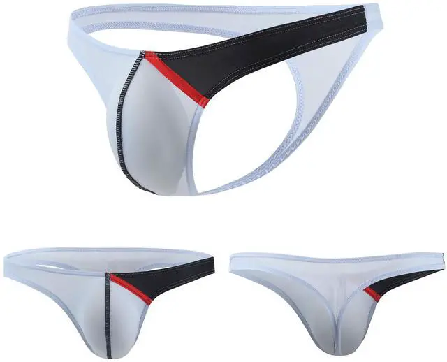 Alt view image 7 of 7 - Newsywell Men's Ice Silk Thong Bikini T Back Low Rise Bulge Cut Soft Silky Breathable Athletic Briefs Underwear Sky Blue XX-Large