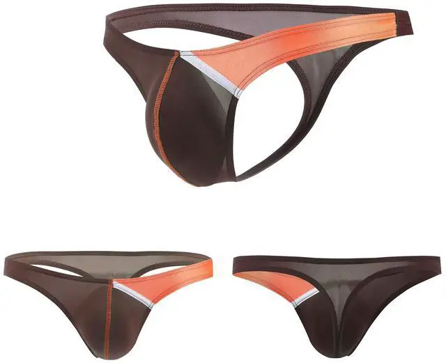Alt view image 7 of 7 - Newsywell Men's Ice Silk Thong Bikini Low Rise Nylon Briefs Pouch Spandex Breathable Underwear Coffee XX-Large