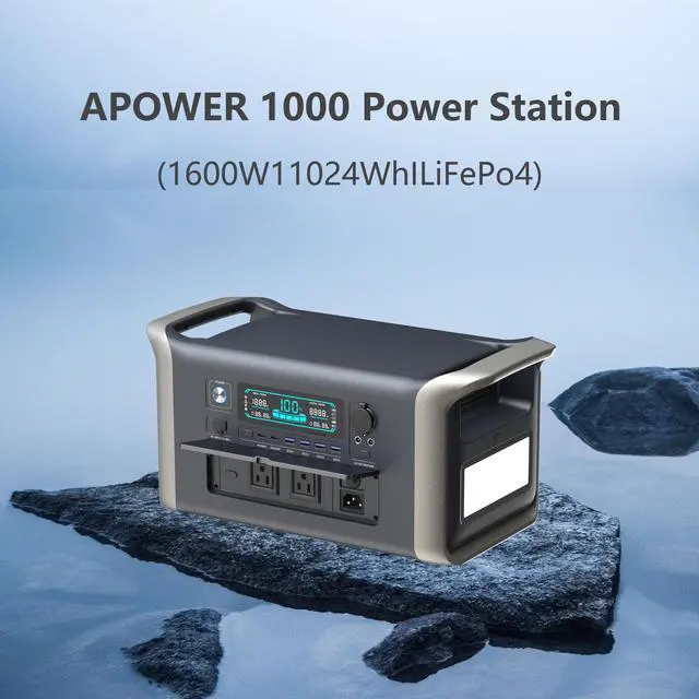 Alt view image 2 of 7 - UAPOW 1600W Portable Power Station - 1024Wh LiFePO4 Battery Solar Generator, 1-Hour Fast Charge, Digital Display, Compact & Lightweight Design for Outdoor Camping, RV, and Home Emergency Power Backup