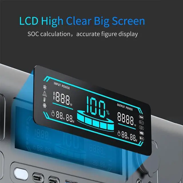 Alt view image 5 of 7 - UAPOW 1600W Portable Power Station - 1024Wh LiFePO4 Battery Solar Generator, 1-Hour Fast Charge, Digital Display, Compact & Lightweight Design for Outdoor Camping, RV, and Home Emergency Power Backup