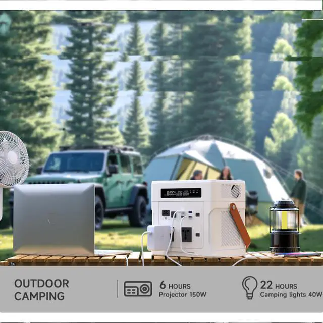 Alt view image 4 of 6 - UAPOW Portable Power Station ZP1000+200W Solar Panel, 902Wh LiFePO4 (LFP) battery, solar generator, 600W AC output, suitable for outdoor camping, home backup power, emergencies, and RV use.