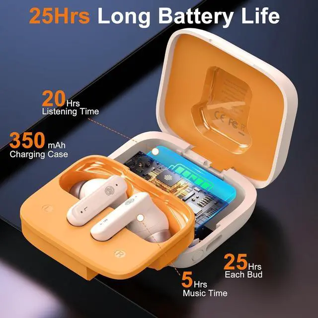 Alt view image 2 of 7 - Ear Buds Wireless Earbuds Bluetooth 5.4 Headphones, Touch Screen Earbuds, Call ENC Noise Active Noise Cancelling, in-Ear Headphones USB Charging Case Earbuds