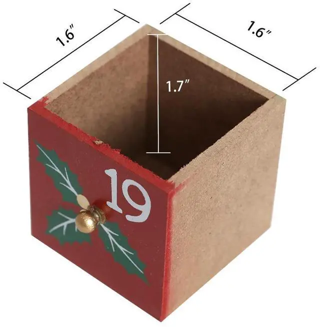 Alt view image 7 of 7 - PIONEER-EFFORT Extra-large Wooden Christmas Advent Calendar with Drawers, 24-Day Countdown to Christmas, Holiday Decoration with Santa Fireplace Design, Reusable Advent Calendar