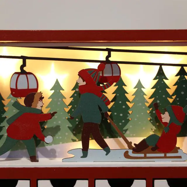 Alt view image 4 of 7 - PIONEER-EFFORT Christmas Wooden Advent Calendar Book with 24 Drawers And LED Lighting Christmas Skiing Scenes Red Color Countdown Holiday Gifts Adults Kids Home Decoration