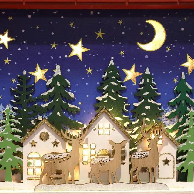 Alt view image 5 of 7 - Pioneer-Effort Christmas Wooden Advent Calendar with LED and 24 Drawers to Fill Small Gifts Countdown to Christmas Decoration