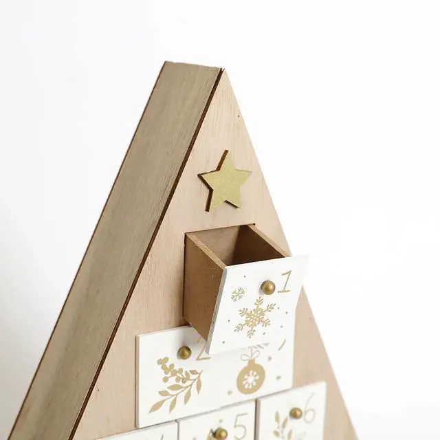 Alt view image 5 of 6 - PIONEER-EFFORT 15 Inch Christmas Tree Wooden Advent Calendar with 24 Drawers Countdown to Christmas Holiday Gifts for Adults and Kids Home Decoration Natural Color