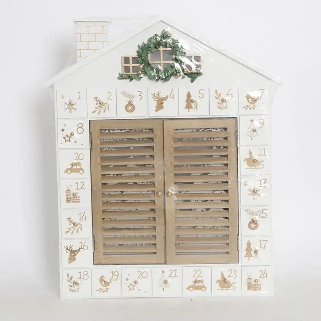 Alt view image 2 of 7 - PIONEER-EFFORT Wooden Christmas Advent Calendar House with Blinds Style LEDs Reindeer Forest Xmas Gifts for Adults
