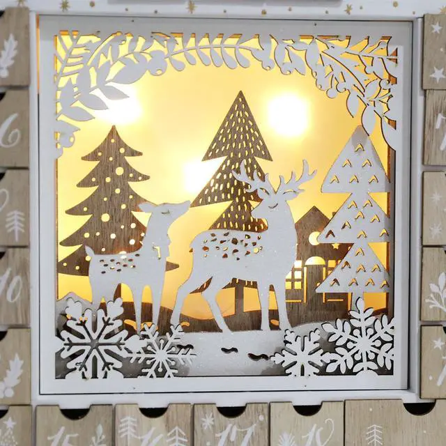 Alt view image 3 of 7 - PIONEER-EFFORT Christmas Wooden Advent Calendar House with 24 Drawers Countdown to Christmas Decoration Fill Small Gifts for Kids (12.3'' x 2.3'' x14.9'', White)