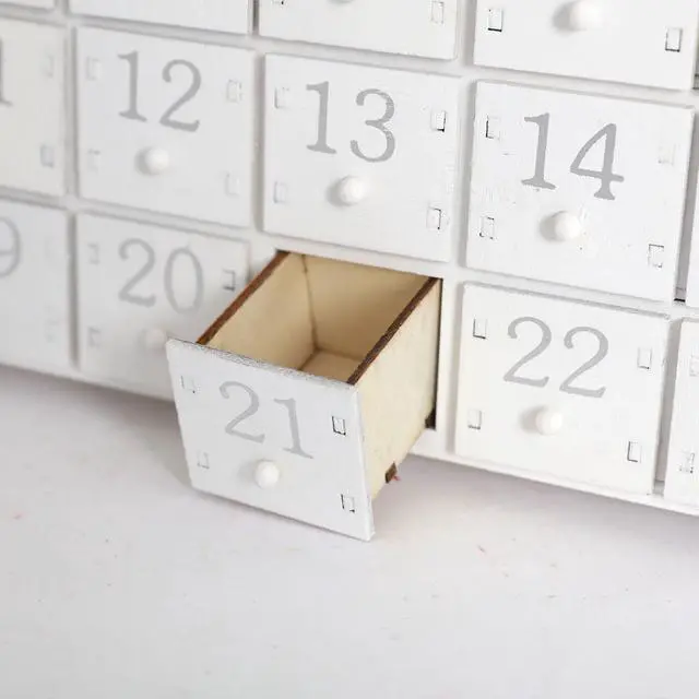 Alt view image 5 of 7 - PIONEER-EFFORT Christmas Wooden Advent Calendar House with 24 Drawers Countdown to Christmas Decoration Fill Small Gifts for Kids (14.8'' x 3.1'' x10.6''., White)