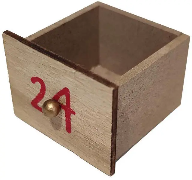 Alt view image 6 of 6 - PIONEER-EFFORT Christmas Wooden Advent Calendar with 24 Drawers to Fill Small Gifts Santa and Sleigh Scene with LED Lights Countdown to Christmas Tabletop Decoration