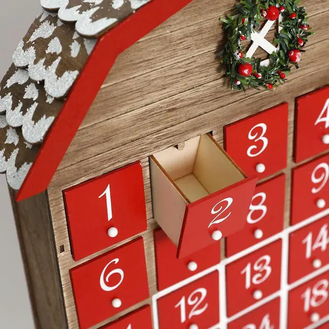 Alt view image 3 of 7 - PIONEER-EFFORT Wooden Advent Calendar House with 24 Drawers Countdown to Christmas Decoration for Adults Kids PIONEER-EFFORT