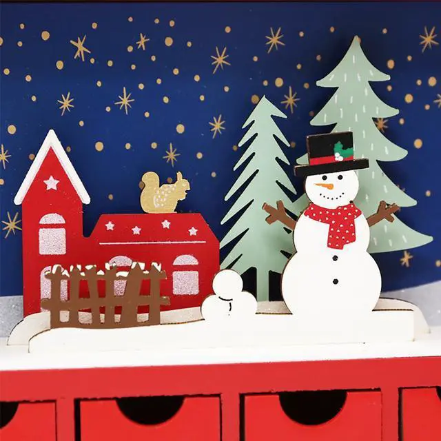 Alt view image 6 of 7 - PIONEER-EFFORT Christmas Wooden Advent Calendar Book with Drawers for Adults kids Christmas Countdown Reindeer Decoration 11 Inch (Red&Blue)