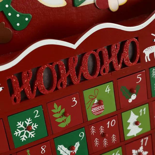 Alt view image 5 of 6 - PIONEER-EFFORT Christmas Wooden Advent Calendar with 24 Drawers to Fill Small Gifts Countdown to Christmas Decoration with LED Lights Operated by 2 x AAA Batteries (Not Included)