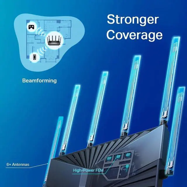 Alt view image 13 of 16 - tp-link ax4400 mesh dual band 6-stream router