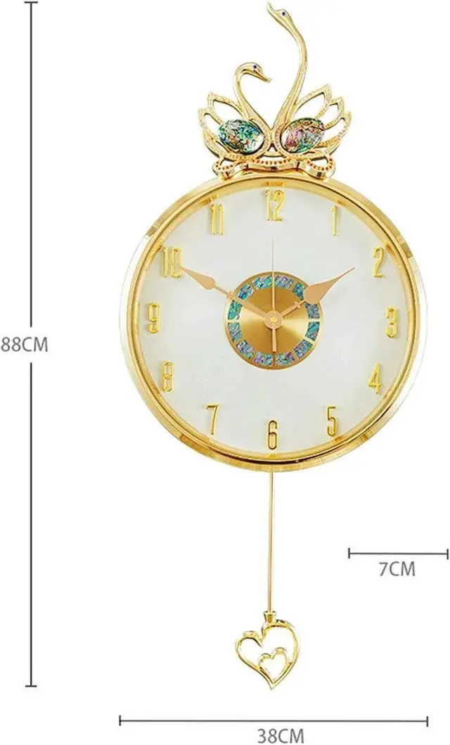 Alt view image 6 of 6 - Wall Clock Fashionable Creative Luxury Swan Silent Quartz Watch Living Room Home Decoration