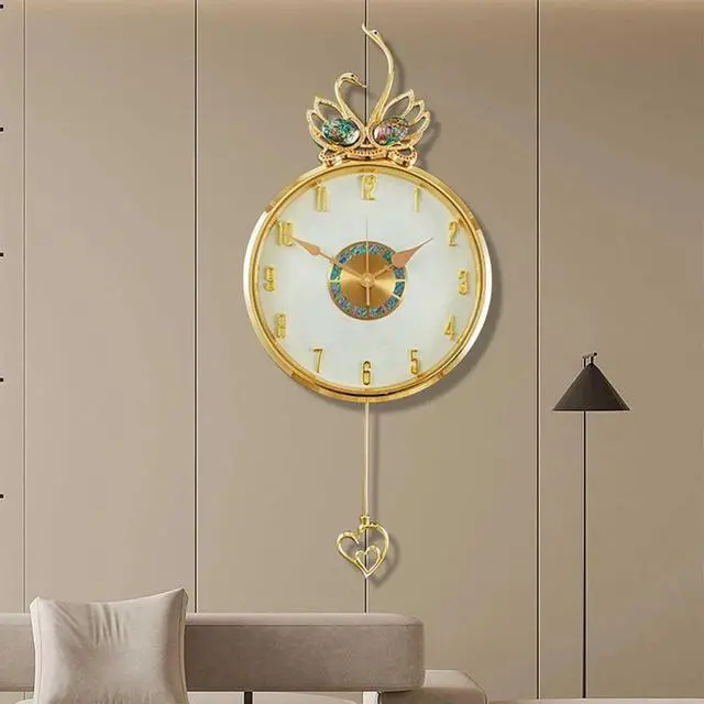 Alt view image 3 of 6 - Wall Clock Fashionable Creative Luxury Swan Silent Quartz Watch Living Room Home Decoration