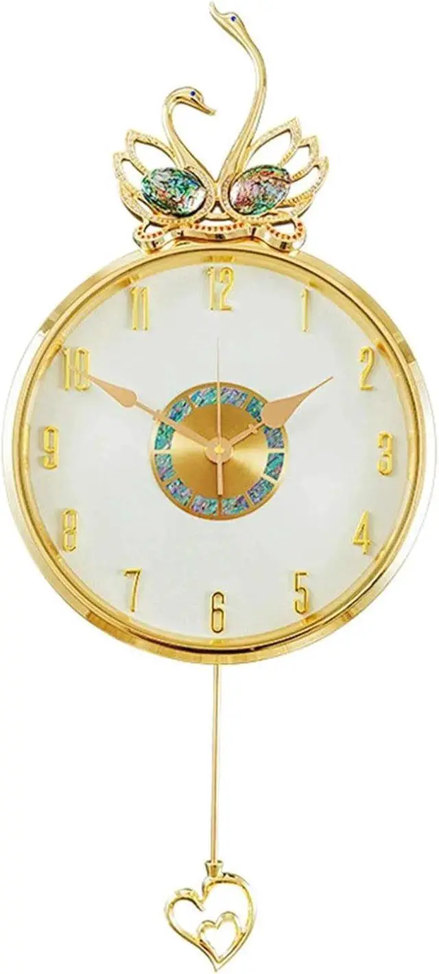 Alt view image 2 of 6 - Wall Clock Fashionable Creative Luxury Swan Silent Quartz Watch Living Room Home Decoration
