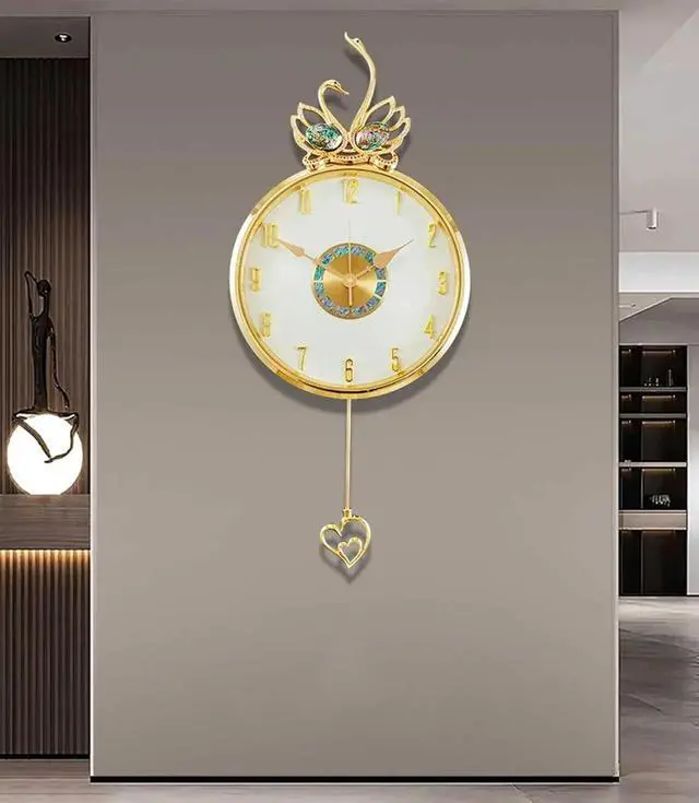 Alt view image 4 of 6 - Wall Clock Fashionable Creative Luxury Swan Silent Quartz Watch Living Room Home Decoration