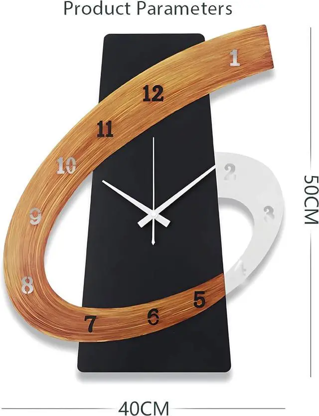 Alt view image 6 of 6 - 15.7" Analog Battery Powered Art Deco Silent Clock