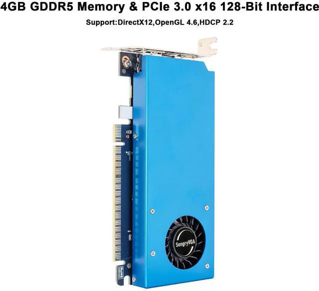 Alt view image 6 of 7 - SongryVGA GTX 1050 4GB GDDR5 Low Profile Graphics Card,128-bit PCIe 3.0 x16,HDMI and DisplayPort Outputs,HDCP 2.2 Support,Small Form Factor GPU for Gaming & Office,Compatible with SFF PCs