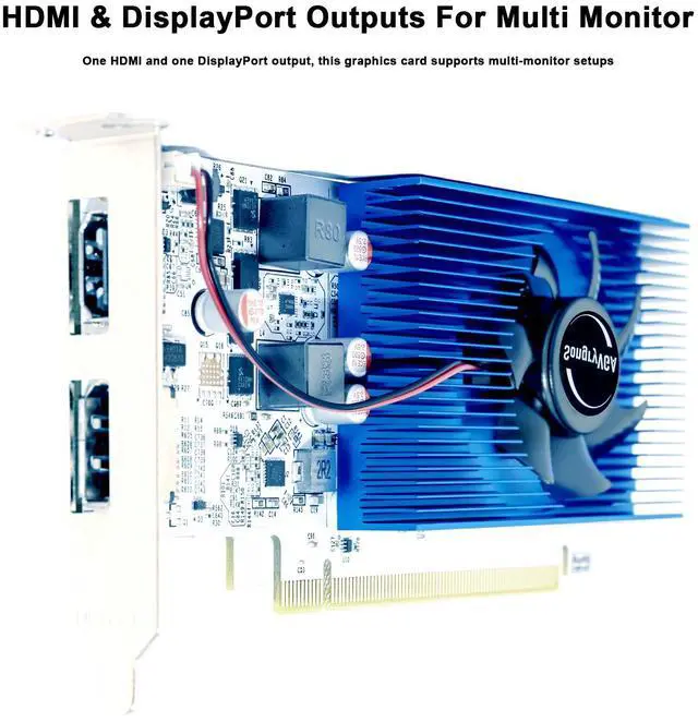 Alt view image 5 of 7 - SongryVGA GT 1030 Low Profile Graphics Card,2GB GDDR4 64bit PCIe 3.0 HDMI DisplayPort Outputs Compact Low Profile GPU for Office PCs Home Theater,Video Cards for PC