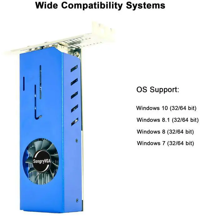 Alt view image 7 of 7 - SongryVGA GTX 750 2GB GDDR5 4 HDMI Outputs Dual Slot PCI-E 3.0 Graphics Card for 4K HD,Multi-Monitor Setup,Stock Trading,Surveillance,and Projection